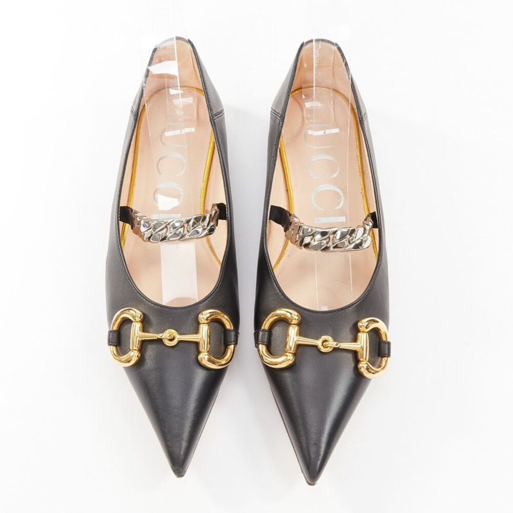 Gucci 2020 Black Leather Deva Flats